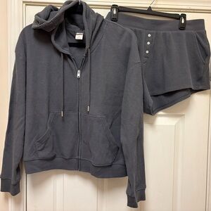 Auden Women’s XL Charcoal Ribbed Knit Lounge Set